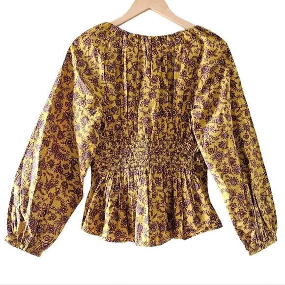 Sam Edelman Women's Cilian Cotton Smock-Waist Peplum Blouse Size Small. - Picture 13 of 16